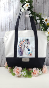 Black and White Handcrafted Sublimation Canvas Tote (RTS) - RSquiltsNcrafts LLC