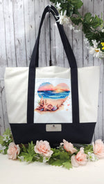 Load image into Gallery viewer, Black and White Handcrafted Sublimation Canvas Tote (RTS) - RSquiltsNcrafts LLC
