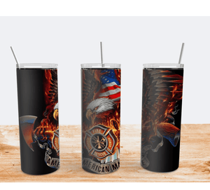 Fire Dept Eagle 20oz Skinny Sublimation Tumbler - RSquiltsNcrafts LLC