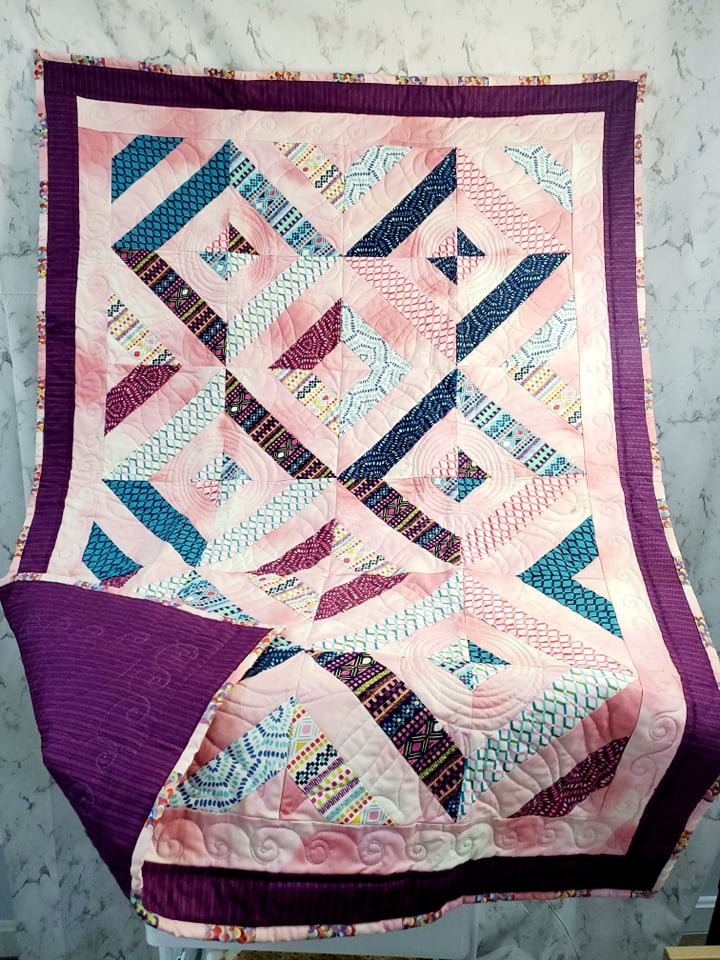 Pink Aztec Lap Quilt - RSquiltsNcrafts LLC