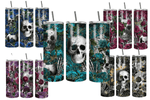 Load image into Gallery viewer, Skulls and Roses 20oz Skinny Sublimation Tumbler - RSquiltsNcrafts LLC
