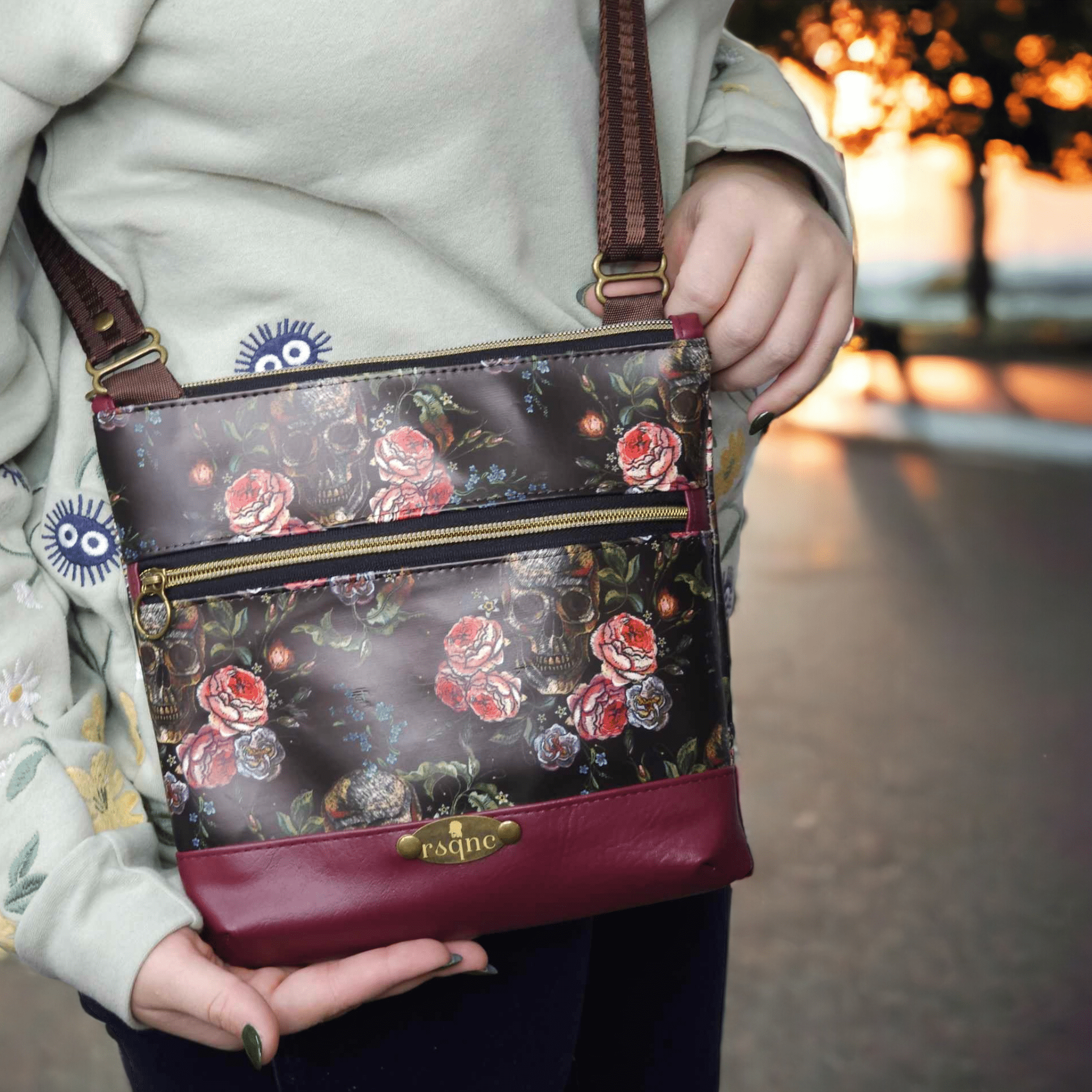 Skulls and Roses Koda Crossbody Bag - RSquiltsNcrafts LLC